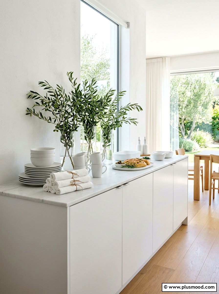 Minimalist White Buffet - 25 summer outdoor buffet ideas