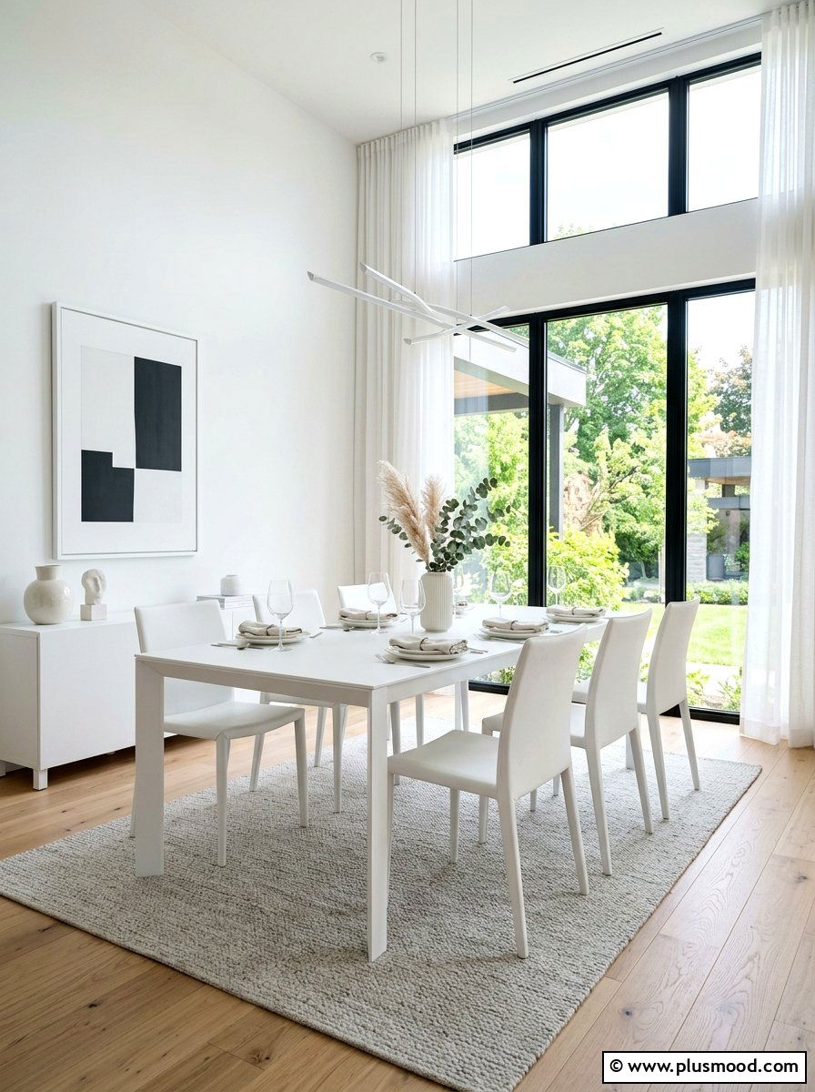 Minimalist White Dining Room - 25 summer dining room ideas