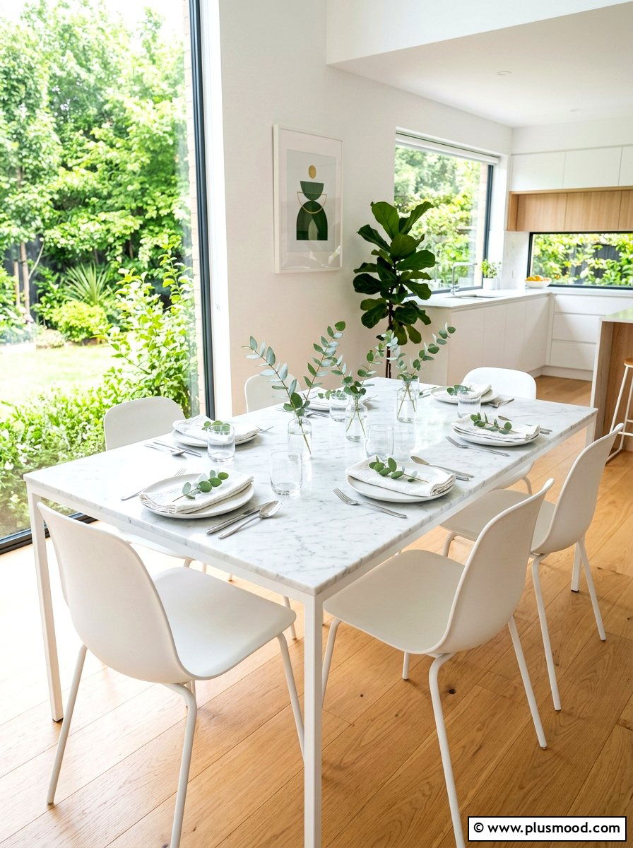 Minimalist White Dining Table - 25 summer dining table ideas for summer