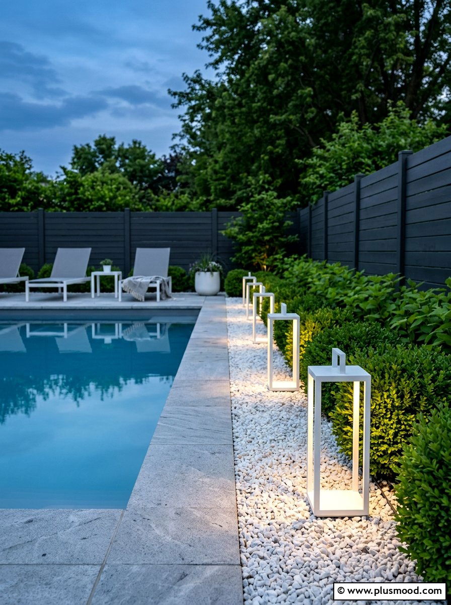 Minimalist White Lanterns For Pool Garden - 25 pool landscaping ideas with lanterns