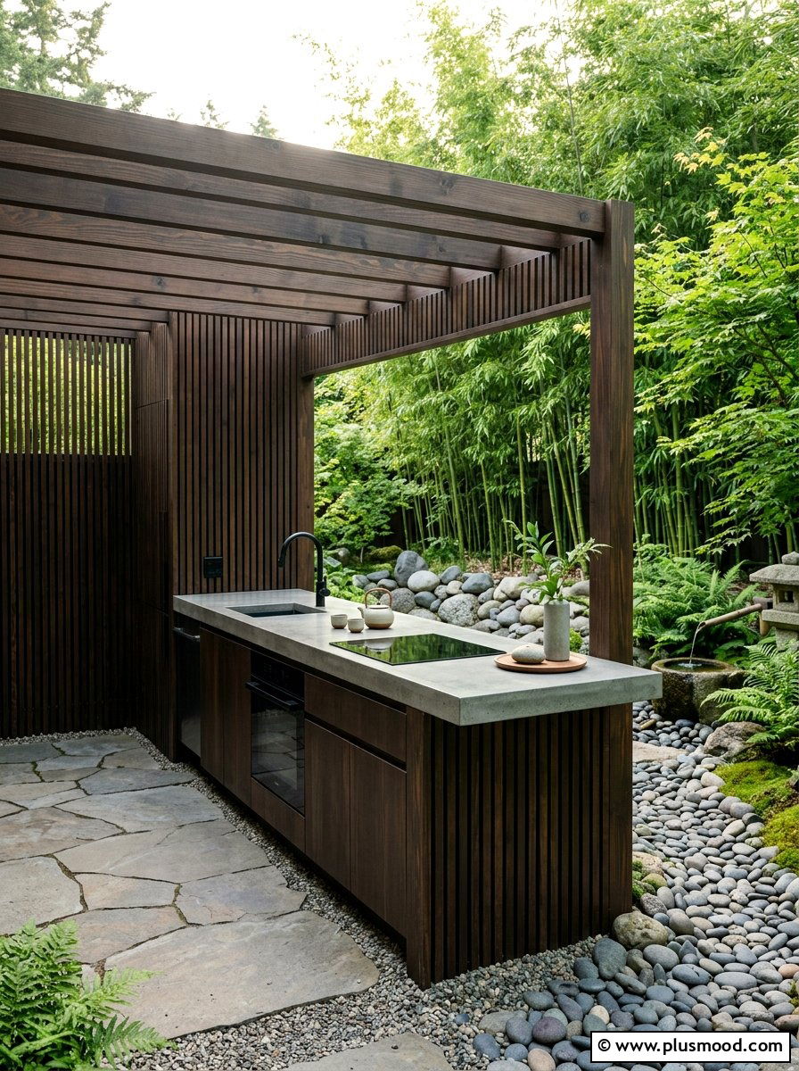 Minimalist Zen Outdoor Kitchen - 25 summer outdoor kitchen entertaining ideas