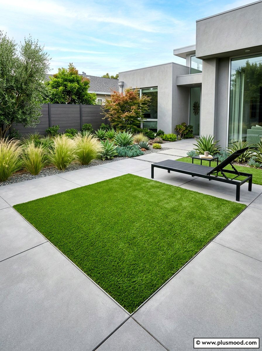 Minimalist artificial turf layout - 25 small backyard ideas for minimalist style