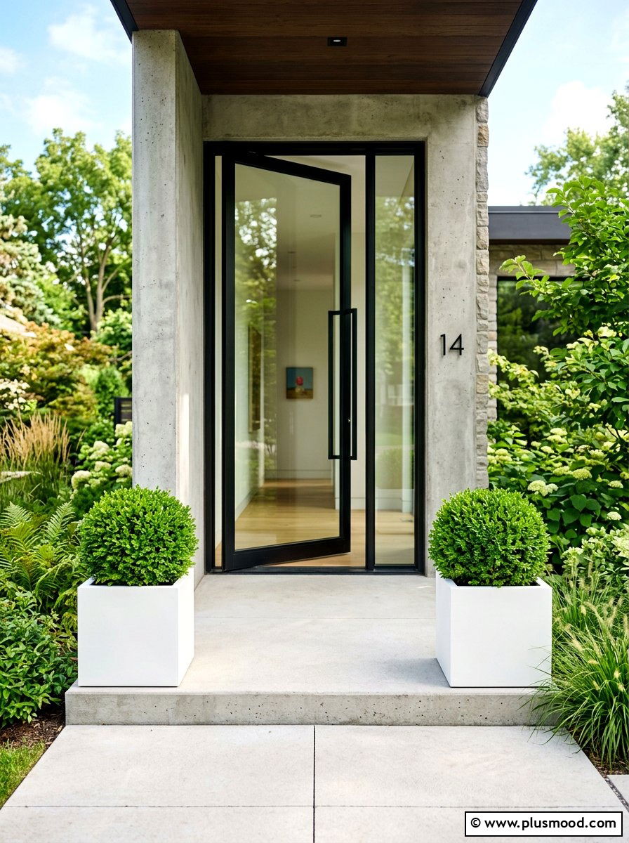Minimalist front door design - 25 summer front porch decor ideas with topiaries