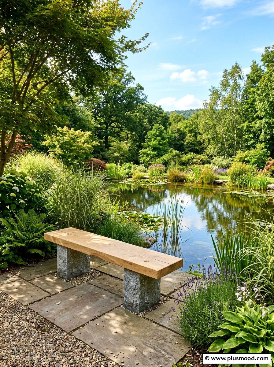 Minimalist garden bench - 25 outdoor garden decor ideas with zen elements