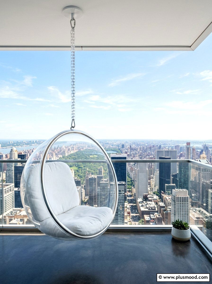 Minimalist hanging chair - 25 summer balcony swing chair ideas
