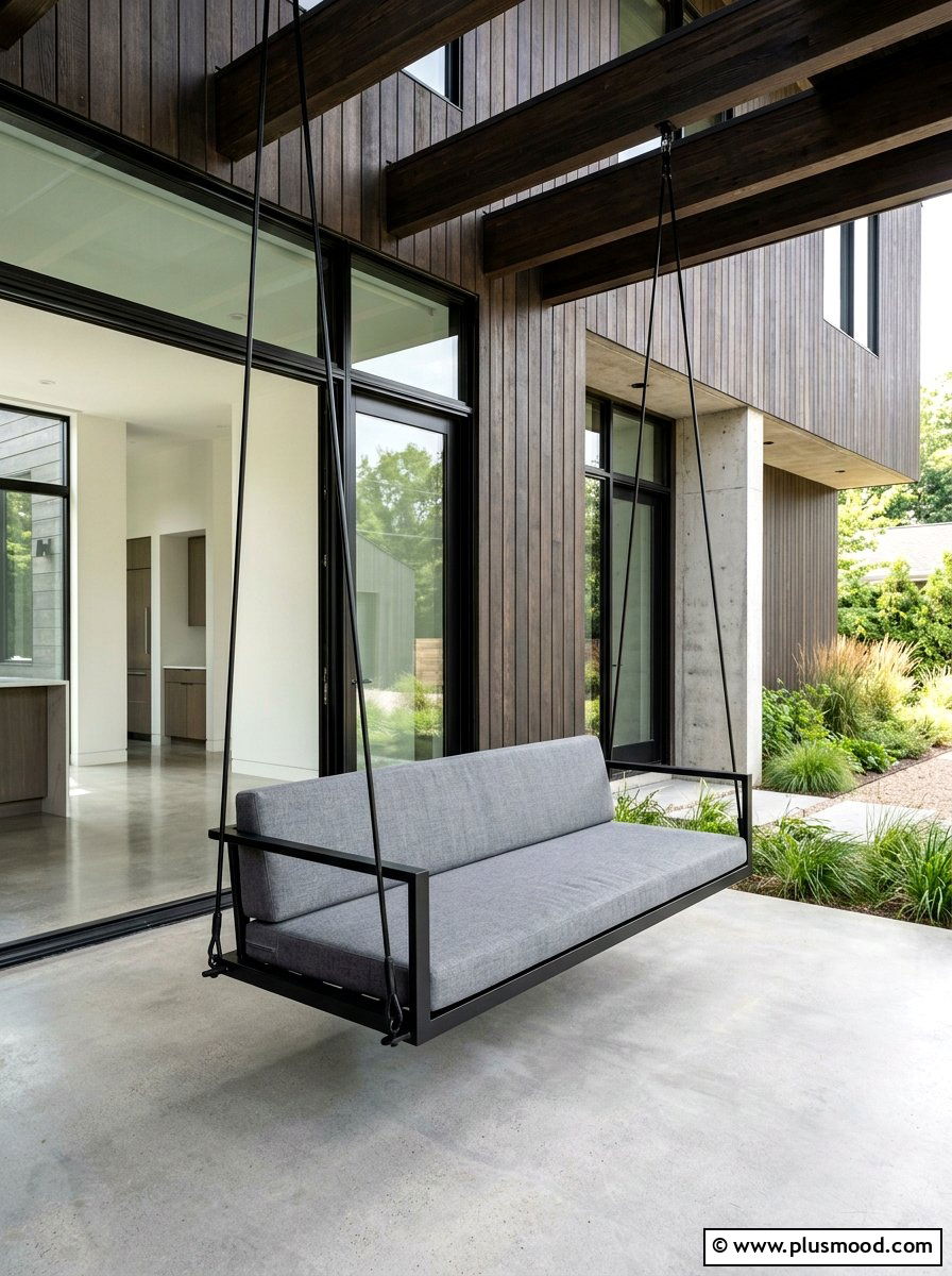 Minimalist metal porch swing - 25 summer porch swing curb appeal ideas
