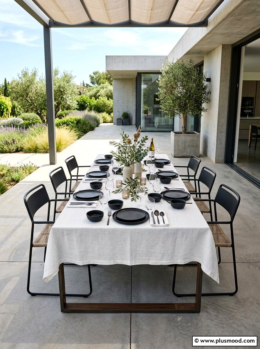 Minimalist outdoor dining - 25 summer entertaining table ideas