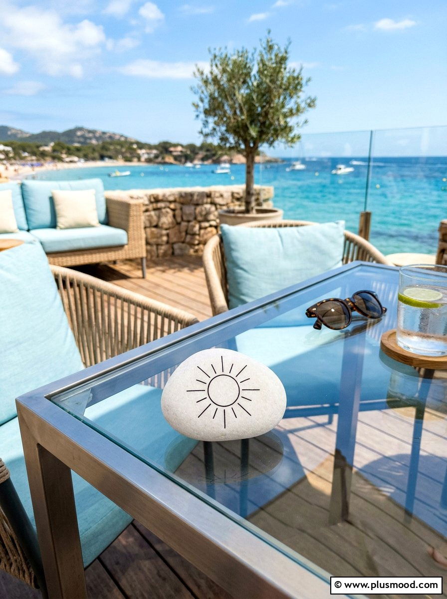 Minimalist sun line - 25 painted rock ideas with sun design