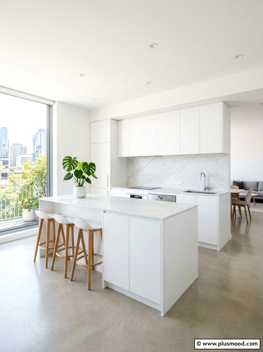 Minimalist white kitchen - 25 summer kitchen decor ideas for apartments