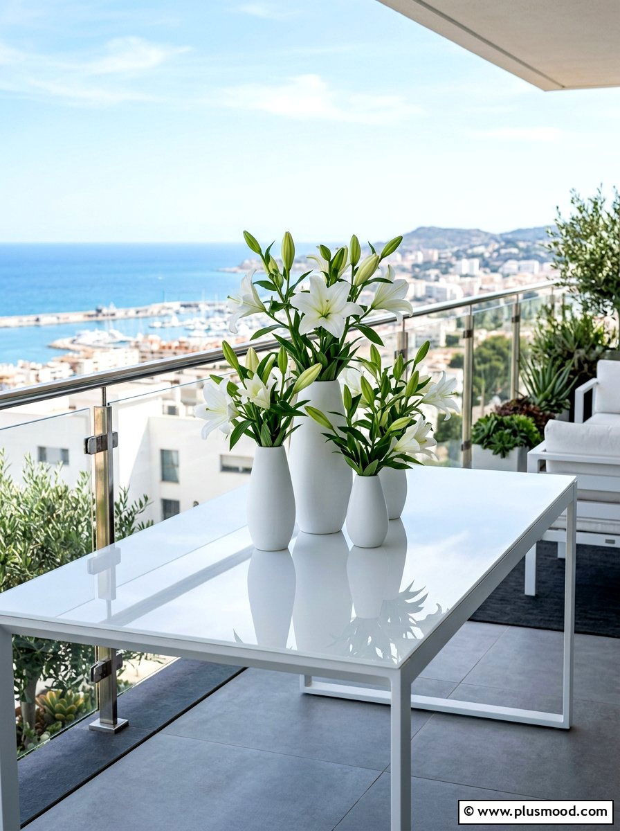 Minimalist white outdoor table - 25 summer outdoor centerpiece ideas