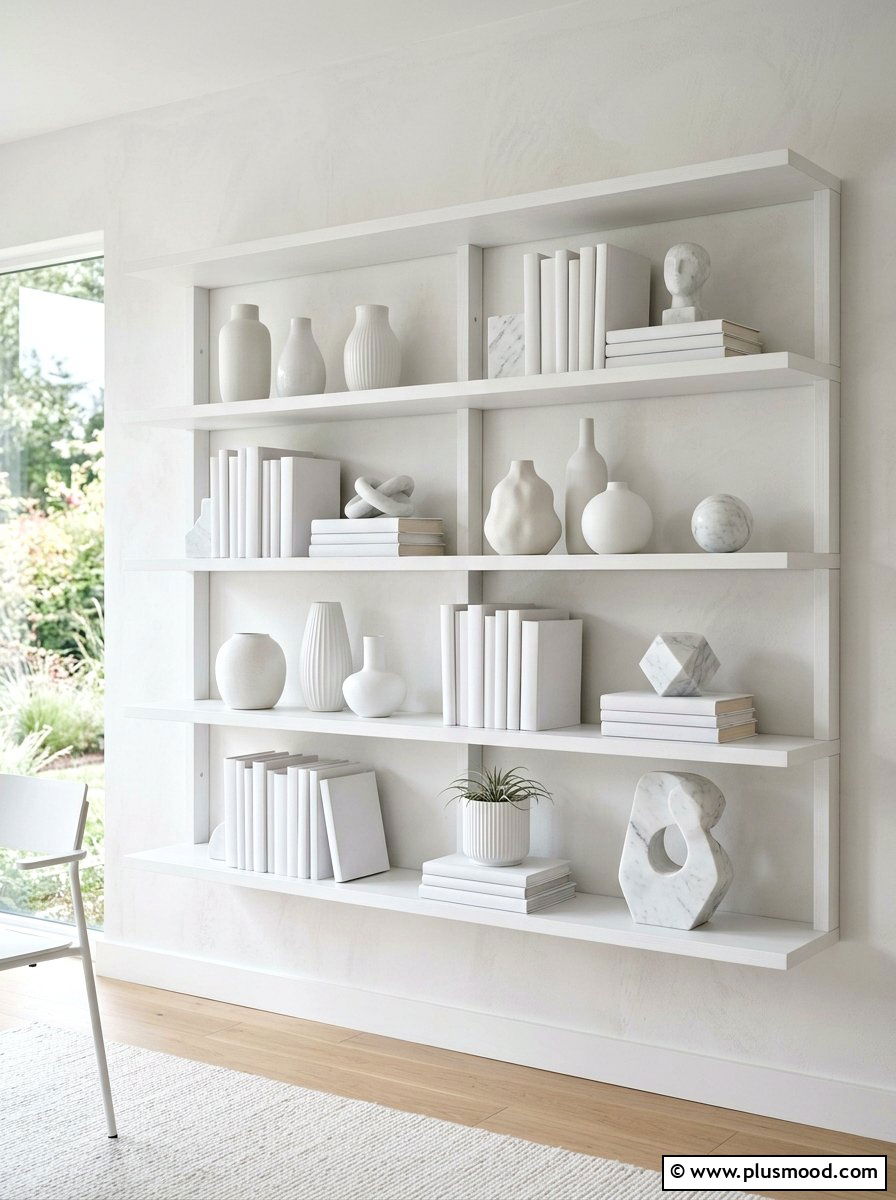 Minimalist white shelf - 25 summer shelf decor ideas