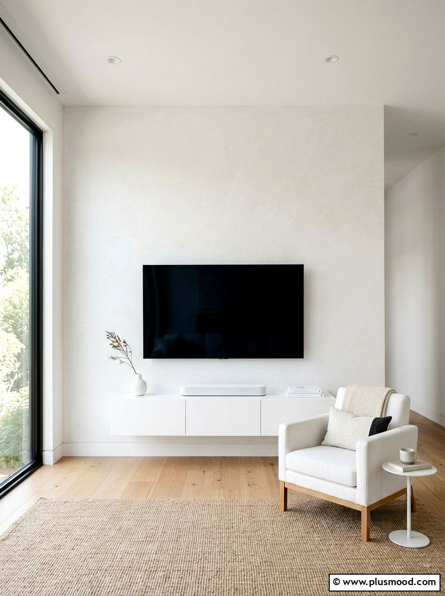 Minimalist white tv wall - 25 summer TV wall decor ideas