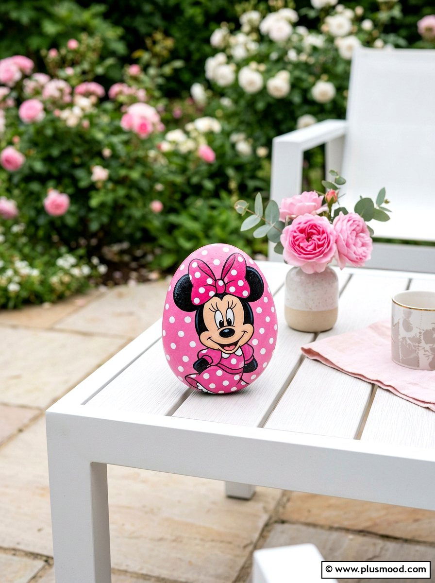 Minnie Mouse Painted Rock - 25 painted rock ideas with Disney characters