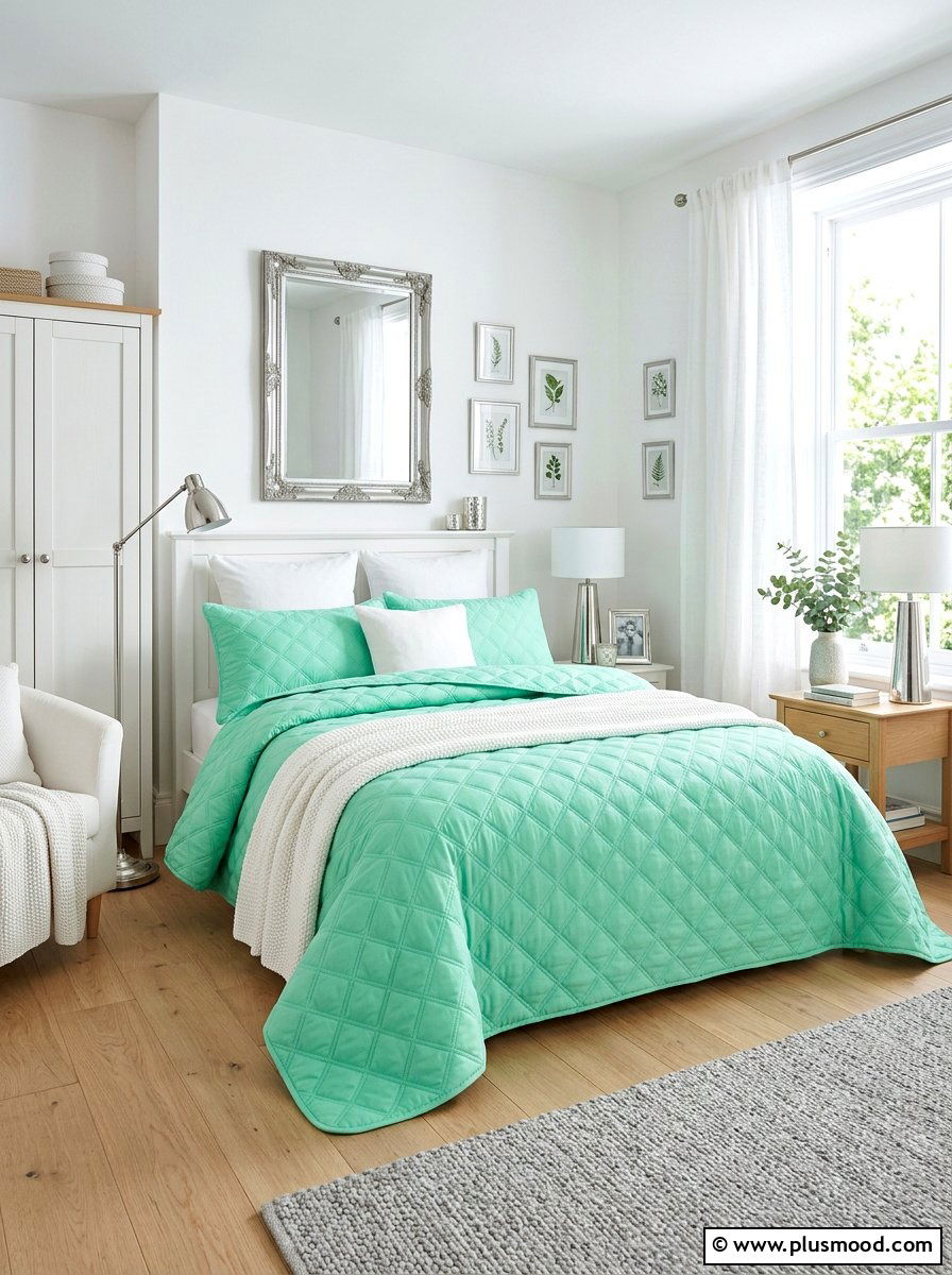 Mint Diamond Quilt - 25 summer quilt ideas for bedroom