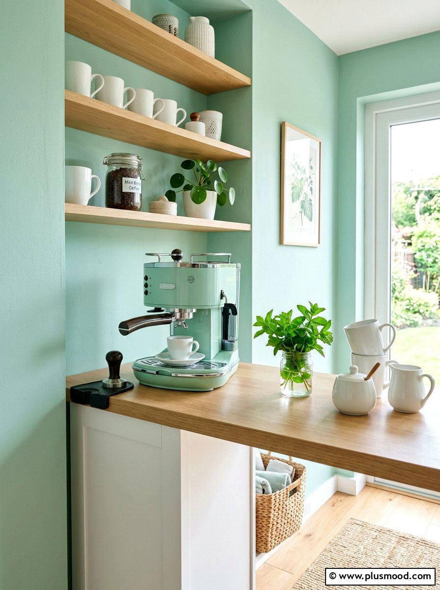 Mint Green Coffee Nook - 25 summer coffee bar decor ideas