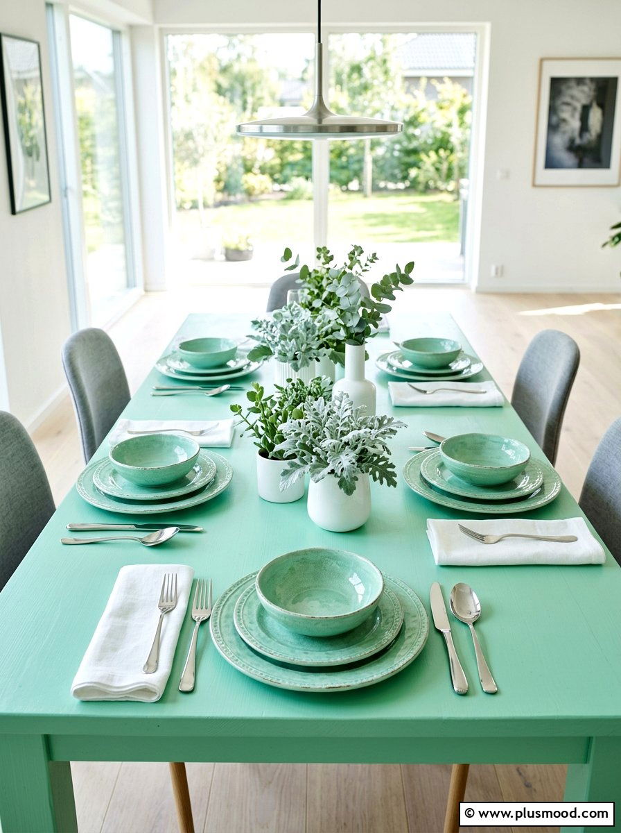 Mint Green Table - 25 summer kitchen table decor ideas