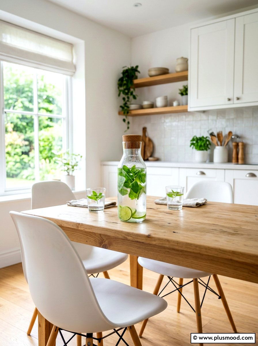 Mint and lime glass carafe - 25 summer kitchen centerpiece ideas