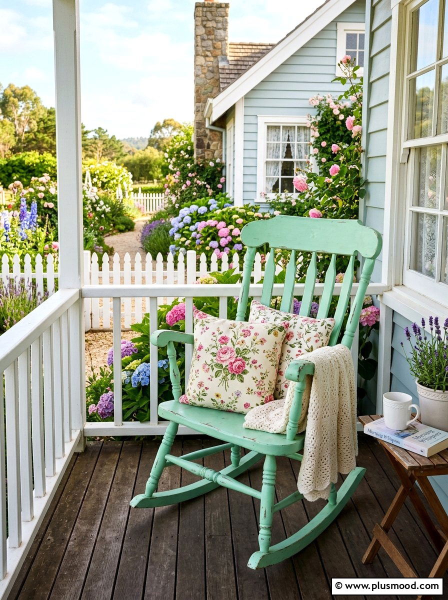Mint green rocking chair - 25 summer front porch rocking chair ideas
