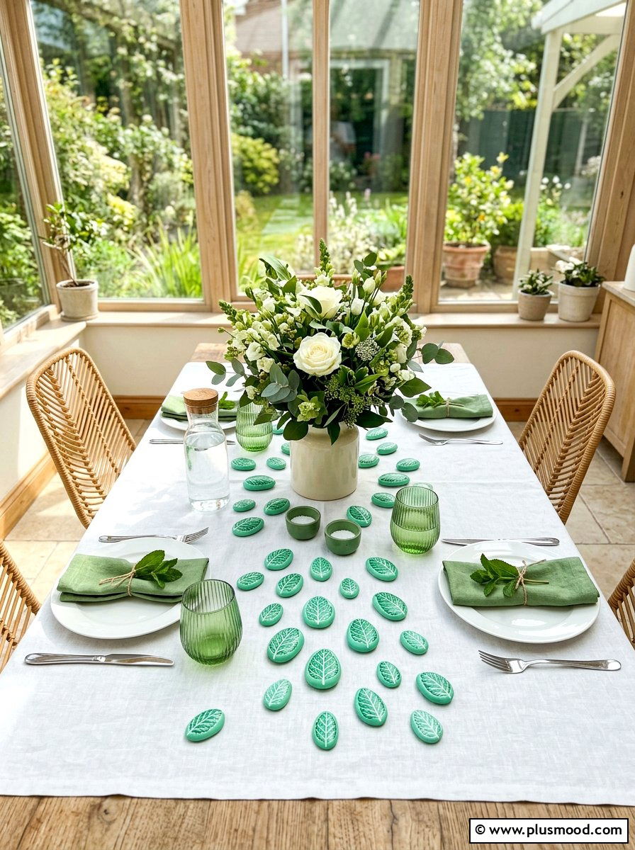 Mint leaf rock - 25 painted rock ideas with leaf impressions