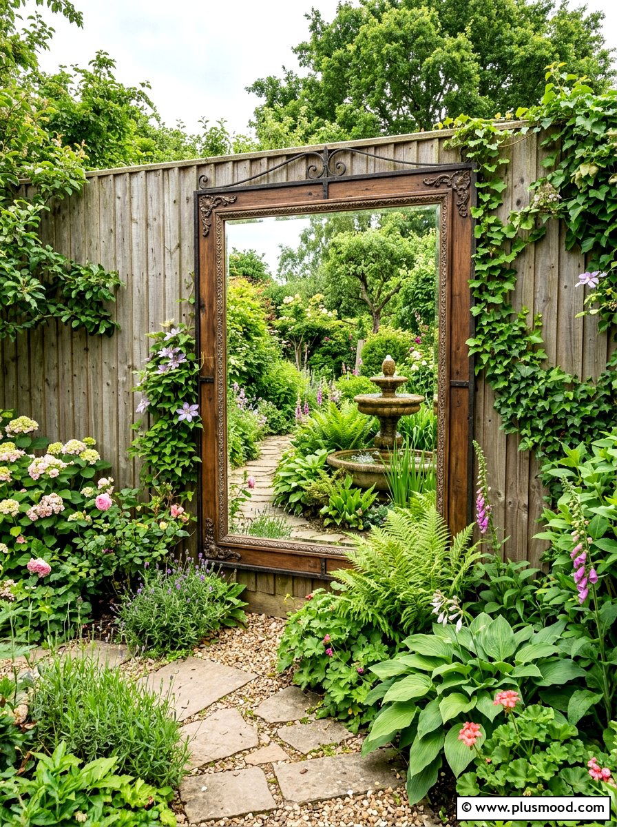 Mirror wall garden - 25 small backyard ideas for narrow lots