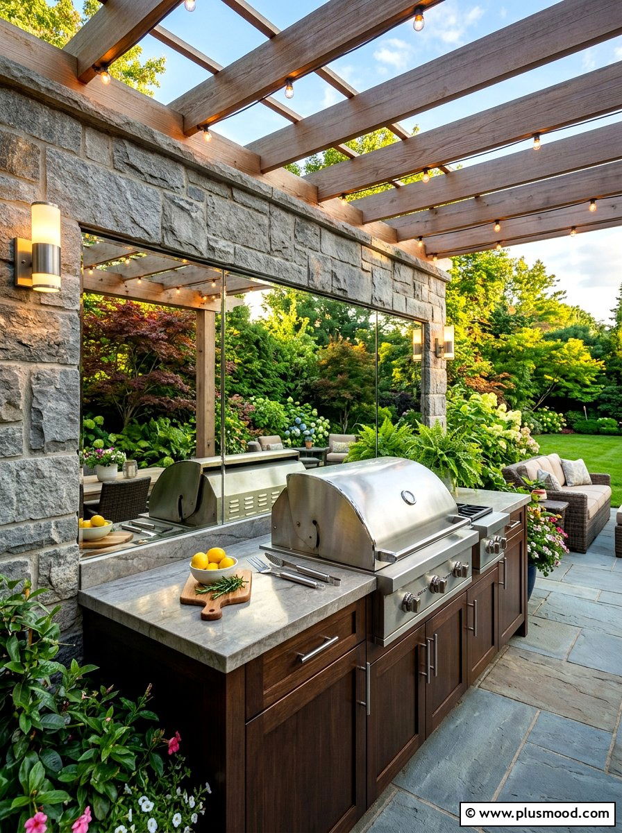 Mirrored Backsplash For Outdoor Kitchen - 25 small backyard ideas with mirror
