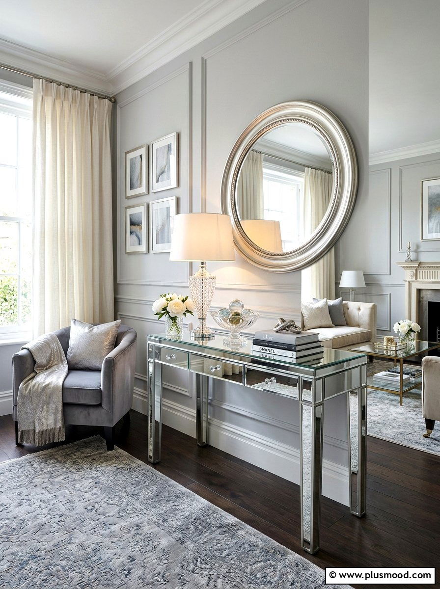 Mirrored Console Table - 25 summer console table ideas for living room