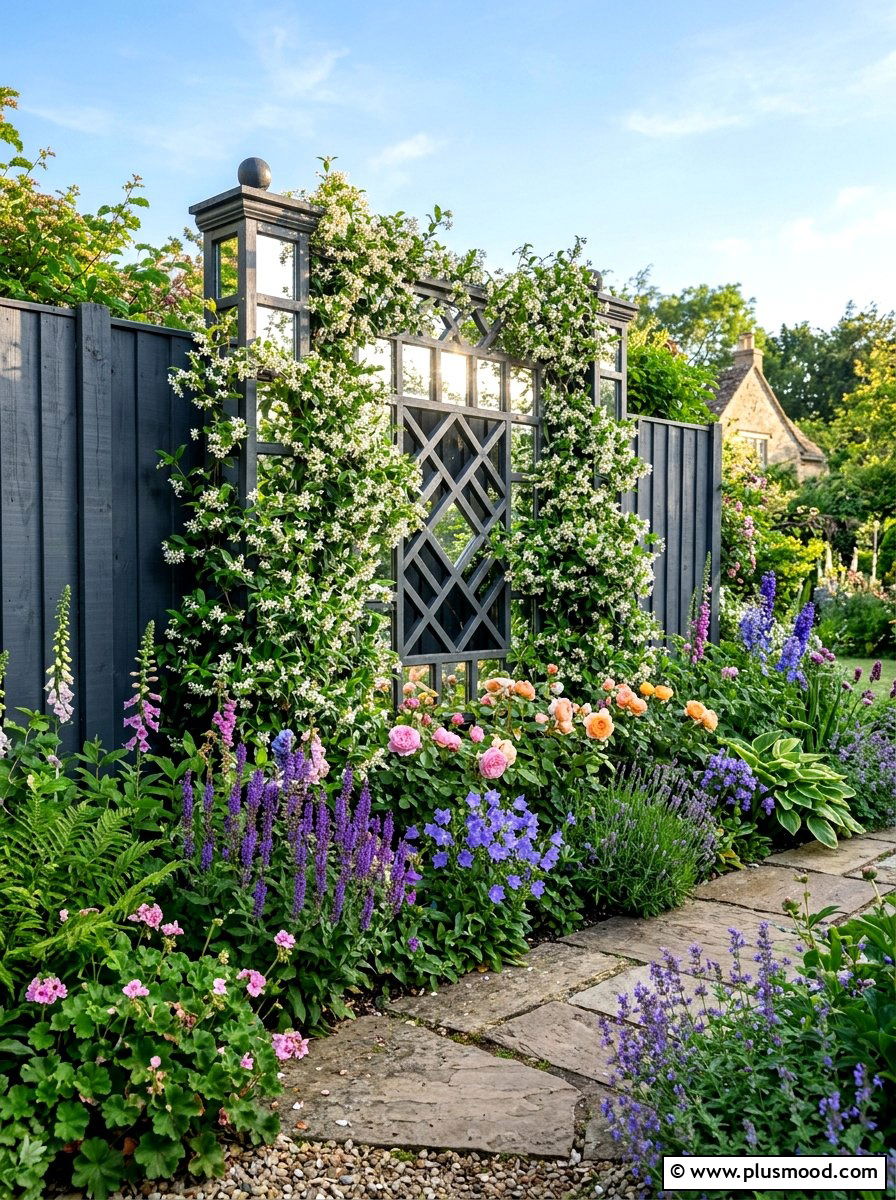 Mirrored Trellis For Climbing Vines - 25 small backyard ideas with mirror
