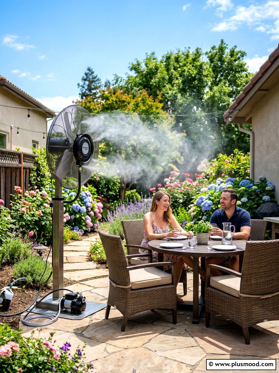 Misting Fan For Patio - 25 summer cooling backyard ideas