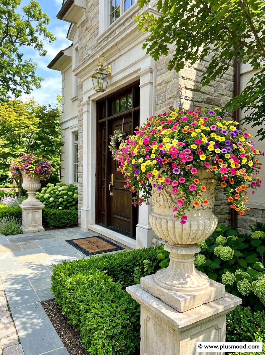 Mixed Color Calibrachoa Tall Urn - 25 summer planters with calibrachoa ideas