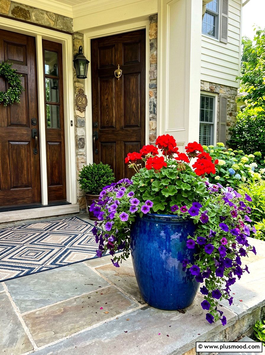 Mixed Floral Porch Planter - 25 summer planters with petunias ideas