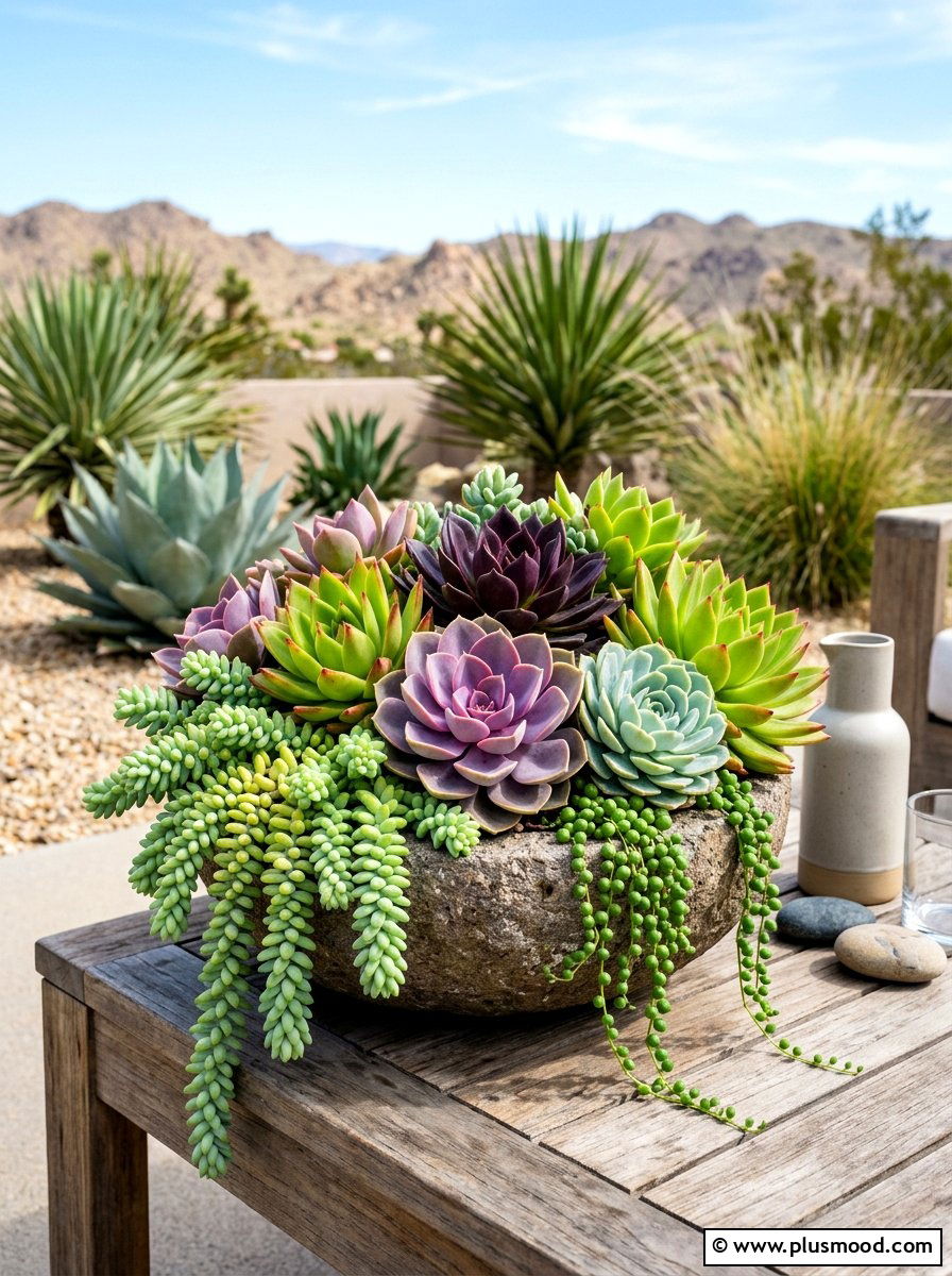 Mixed Succulent Container - 25 late summer planter ideas