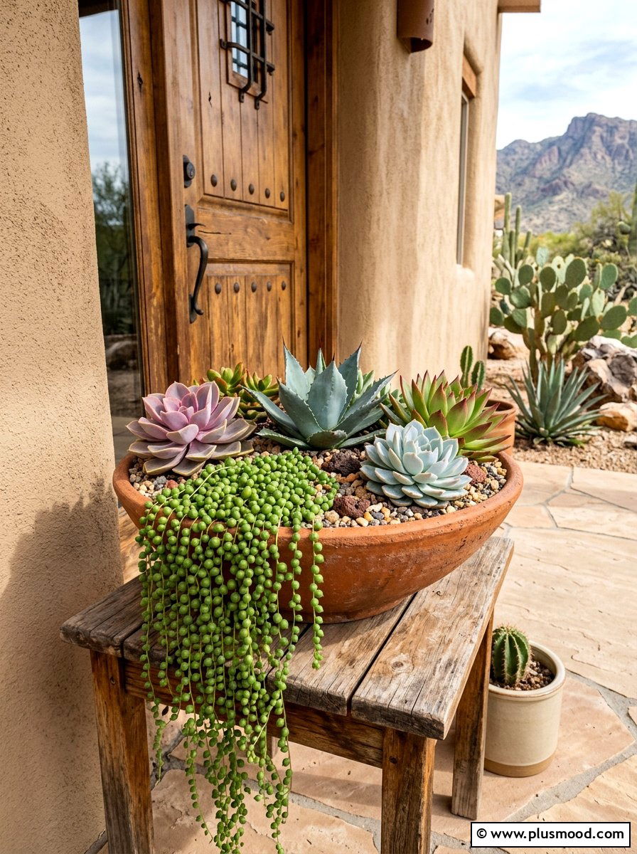 Mixed Succulent Outdoor Urn - 25 summer porch urn ideas
