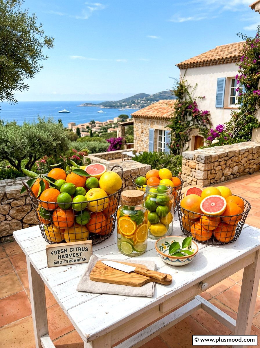 Mixed citrus fruit table display - 25 summer patio table decor ideas