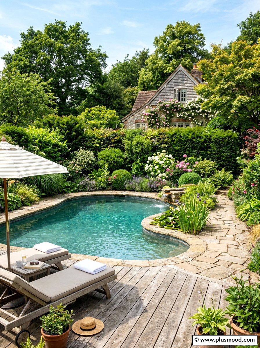 Mixed hedge pool border - 25 pool landscaping ideas with hedge border