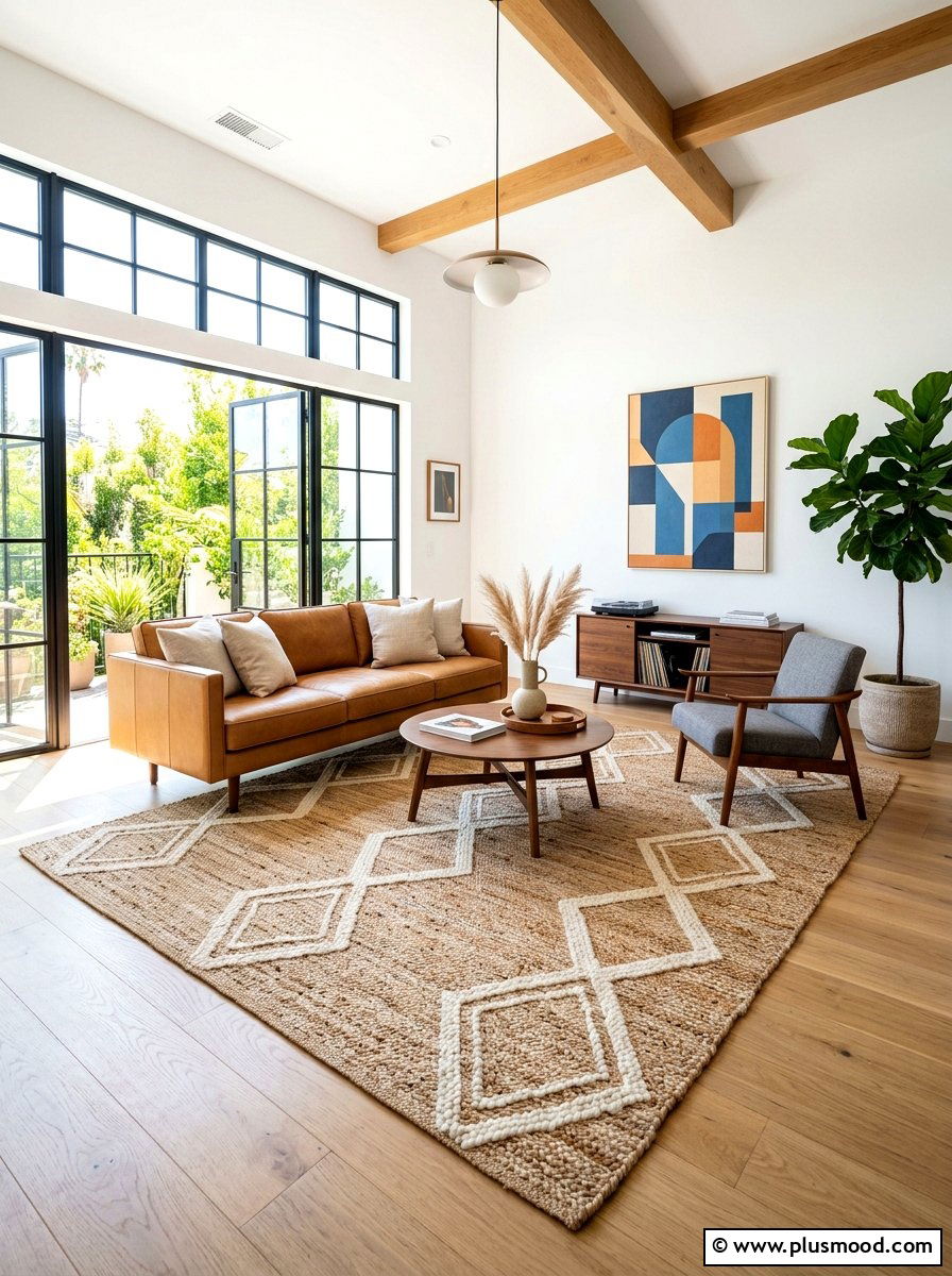 Mixed jute and wool rugs - 25 summer to fall living room decor ideas