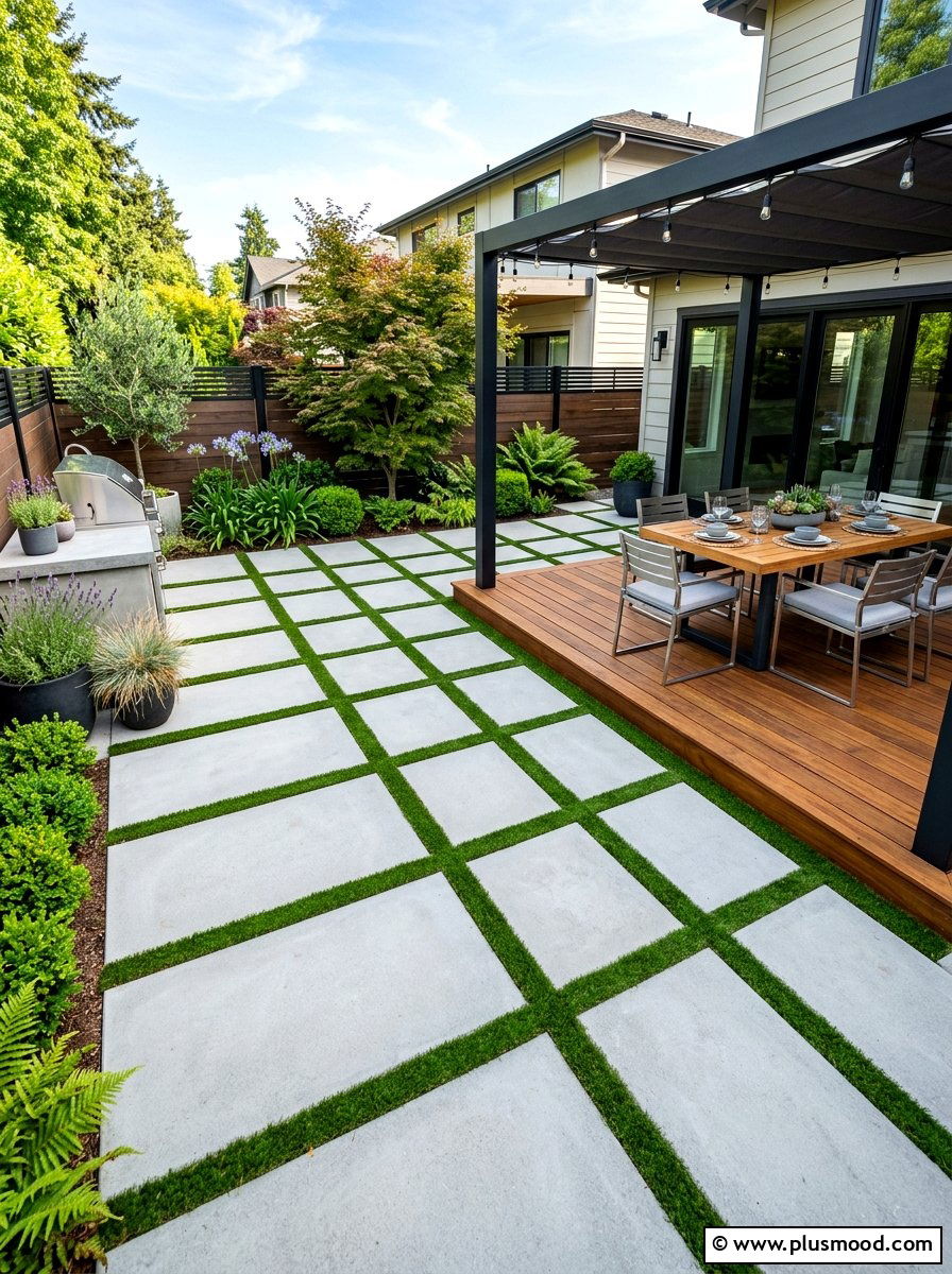 Mixed material paver patio - 25 summer paver patio ideas