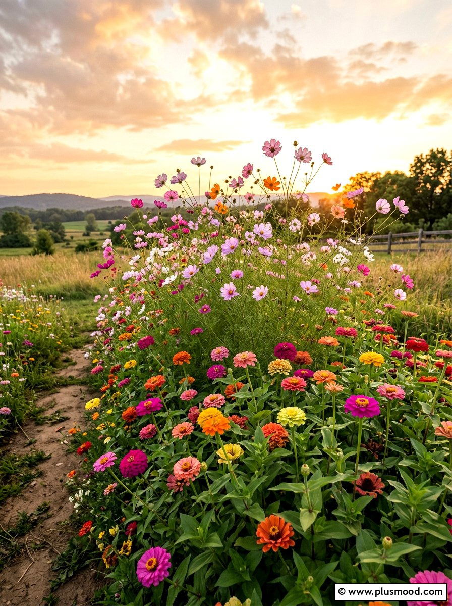 Mixed zinnia and cosmos garden - 25 summer zinnia garden ideas
