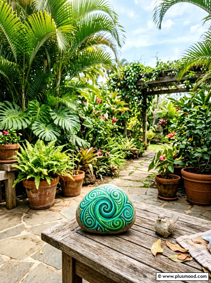 Moana Heart Of Te Fiti Painted Rock - 25 painted rock ideas with Disney characters