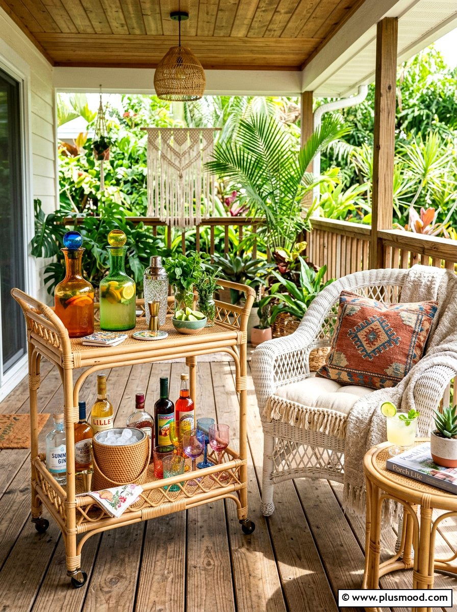 Mobile Bar Cart - 25 summer porch refresh for entertaining ideas