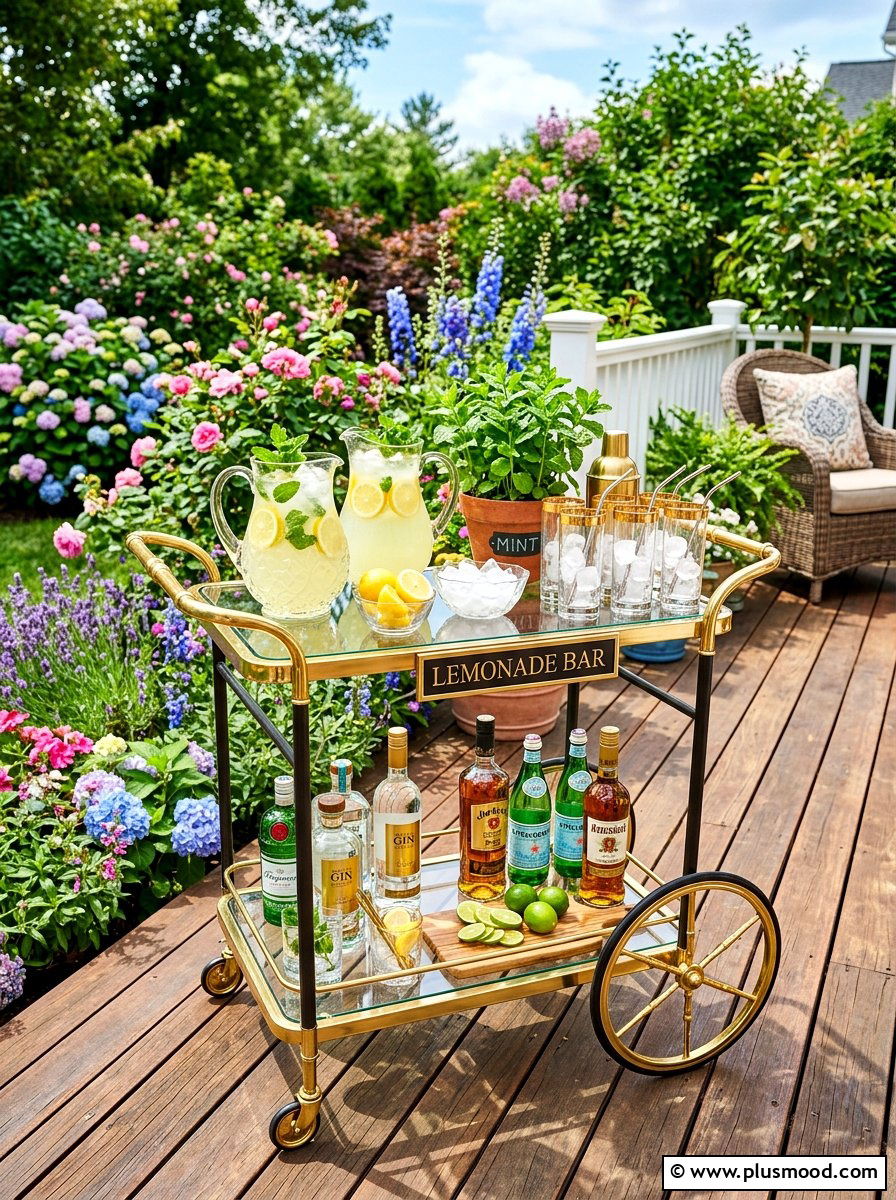 Mobile Bar Cart - 25 summer backyard decor ideas