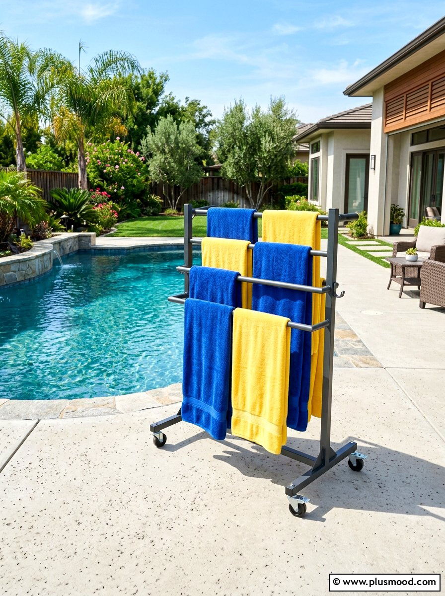 Mobile Towel Rack - 25 summer pool storage ideas