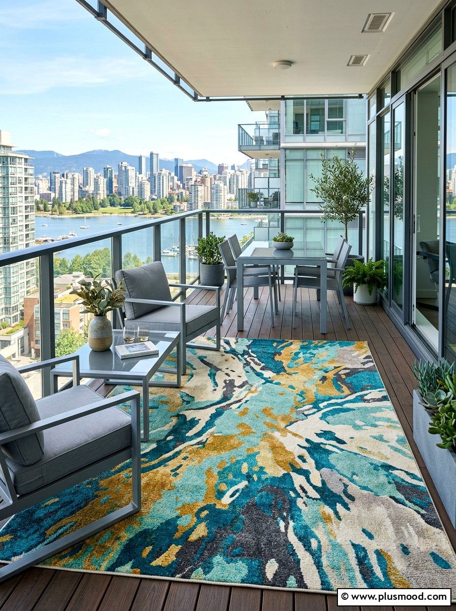 Modern Abstract Rug - 25 summer balcony rug ideas
