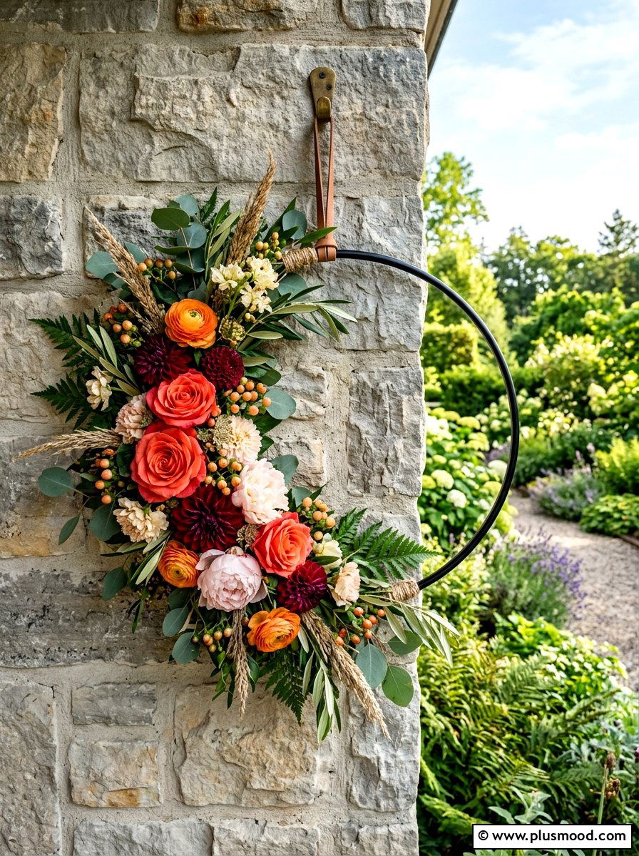 Modern Asymmetrical Wreath - 25 summer wreath ideas for front door