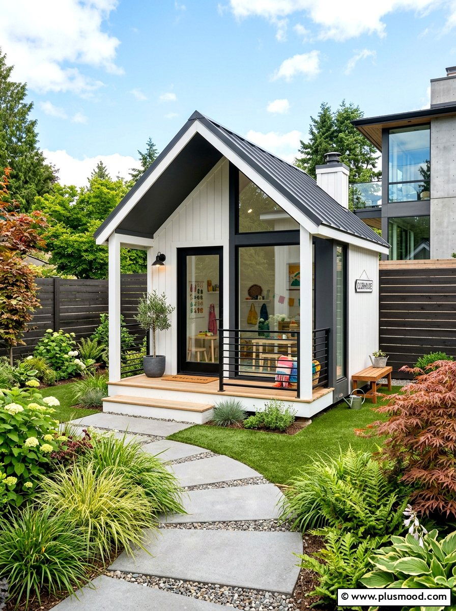 Modern Backyard Playhouse - 25 summer backyard play area ideas