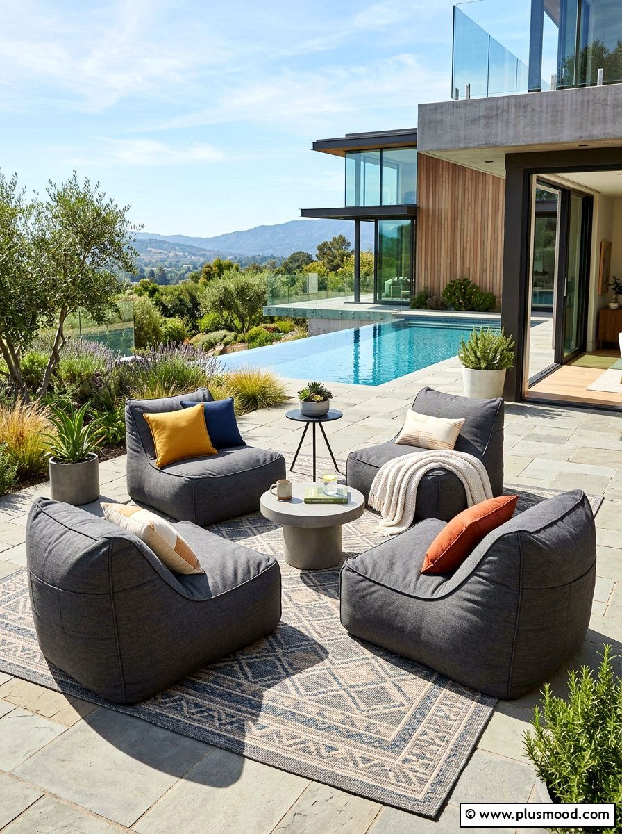 Modern Bean Bag Lounge - 25 summer backyard movie night ideas
