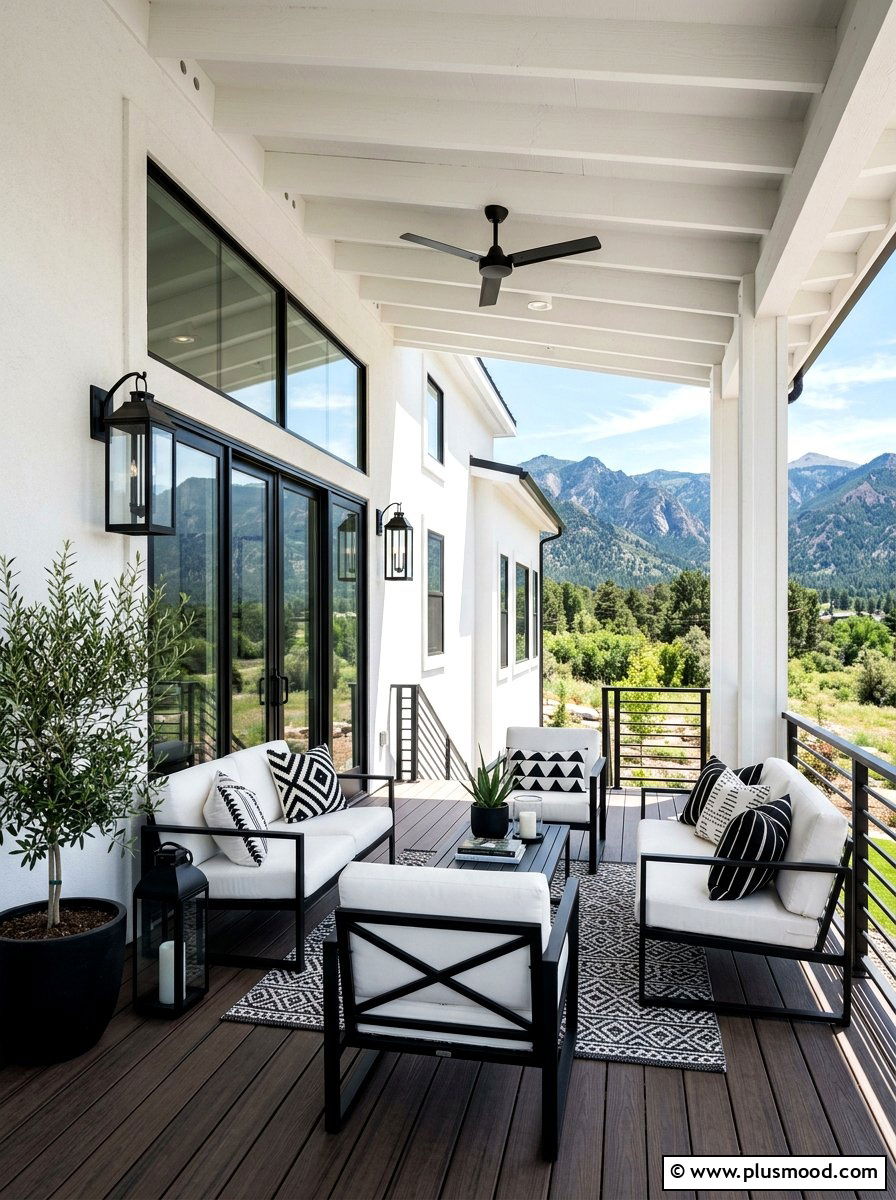 Modern Black And White Porch - 25 summer front porch ideas