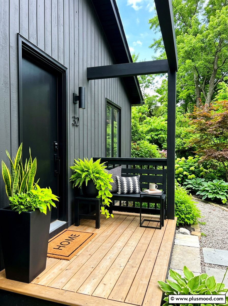 Modern Black Porch Decor - 25 summer front steps decor ideas
