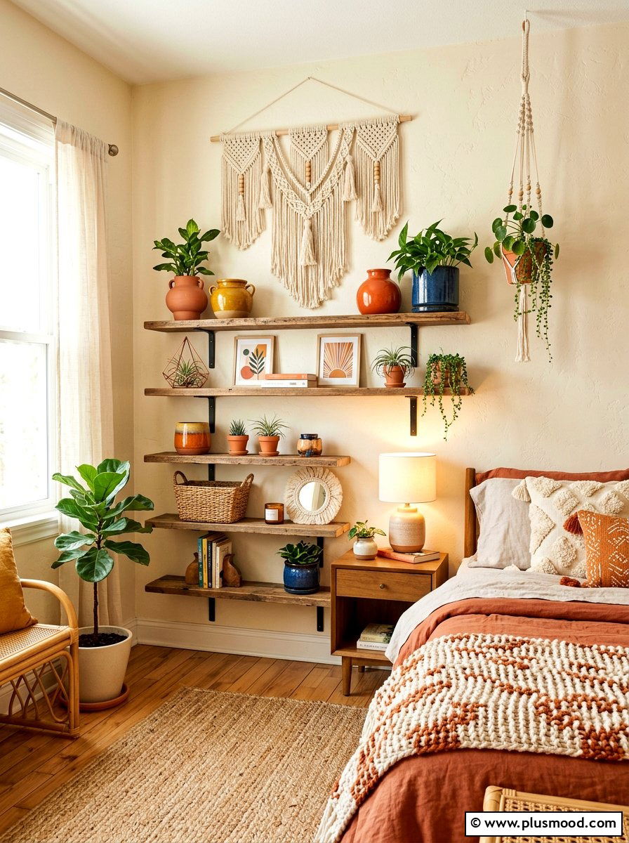 Modern Boho Bedroom Shelf - 25 summer bedroom shelf decor ideas