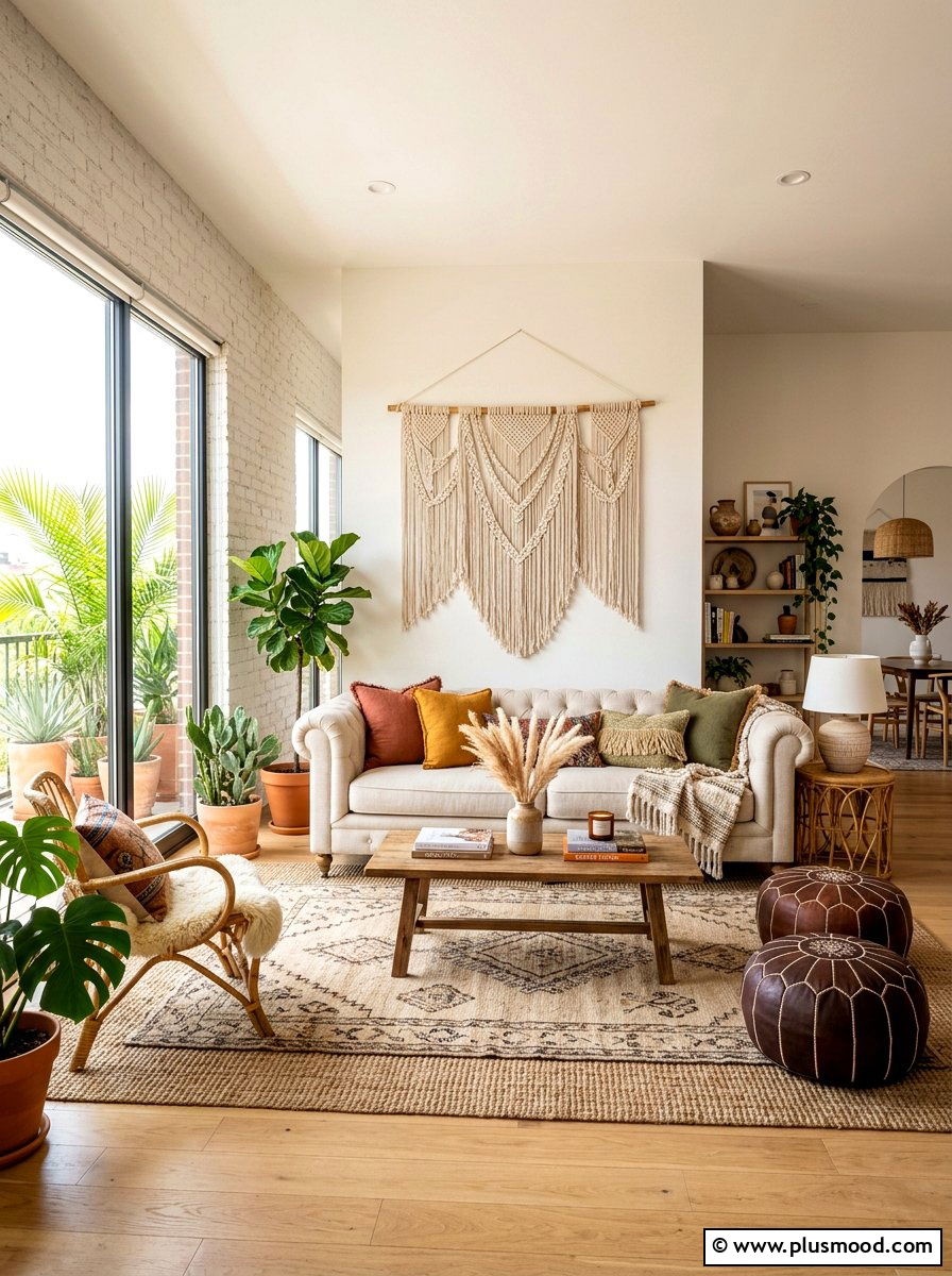 Modern Boho Living Room - 25 light summer living room ideas