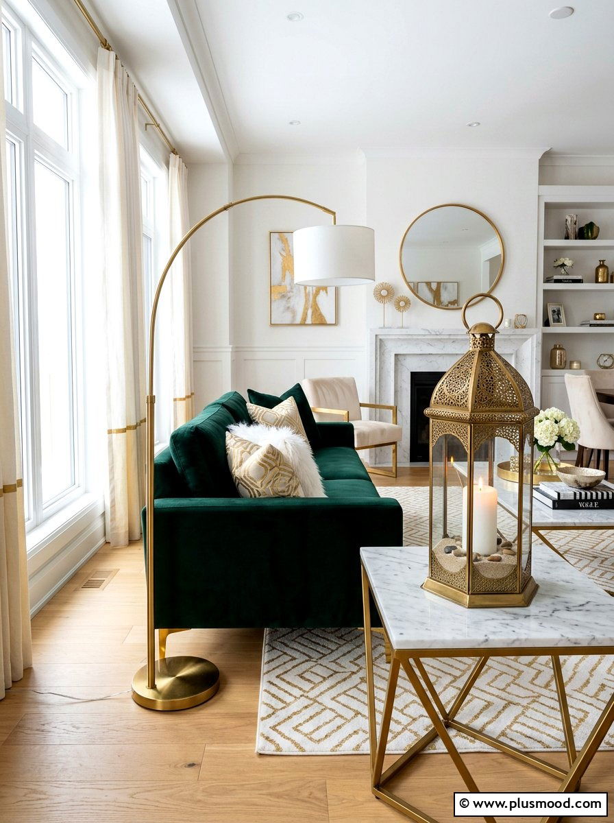 Modern Brass Lantern - 25 summer end table decor ideas
